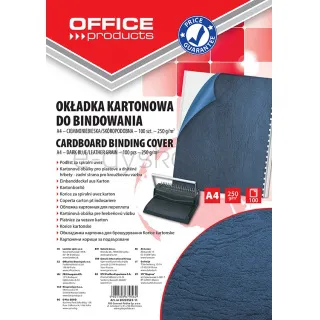 Office Products Okładki do bindowania karton, A4, 250gsm, skóropodobne, 100szt., ciemnoniebieskie