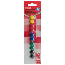 Office Products Magnesy do tablic okrągłe, średnica 15mm, 10szt., blister, mix kolorów