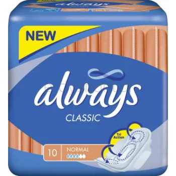 Always Podpaski Ze Skrzydełkami  Classic Normal 10 Sztuk