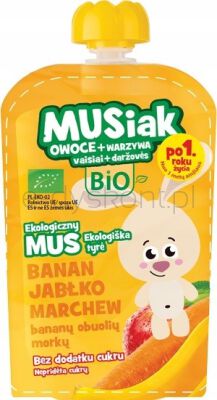 Musiak Mus Owocowo-Warzywny Banan Jabłko Marchew Bio 100 G