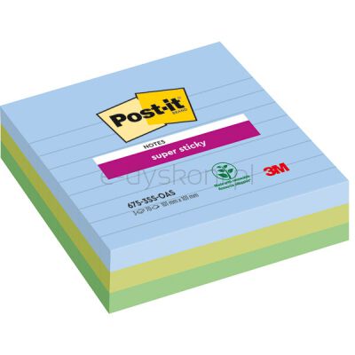Post-It Karteczki Samoprzylepnesuper Sticky Xl, Oasis, W Linię, 101X101Mm, 3X70 Kart. 