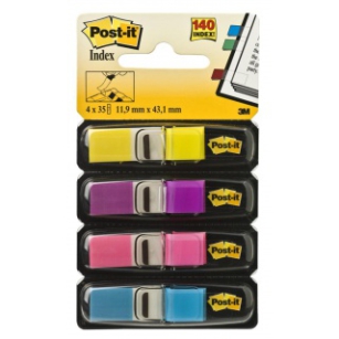 Zakładki Indeksujące Post-It (683-4Ab), Pp, 11,9X43,1Mm, 4X35 Kart., Mix Kolorów Neonowy