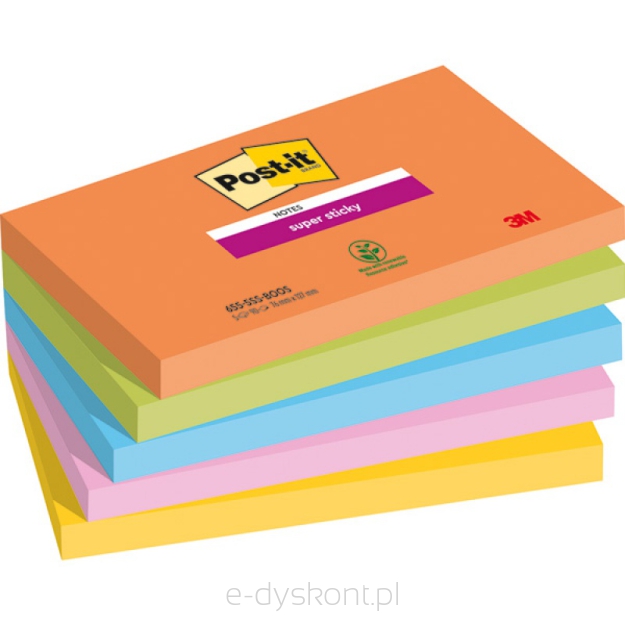 Karteczki Samoprzylepne Post-It Super Sticky, Boost, 76X127Mm, 5X90 Kart.