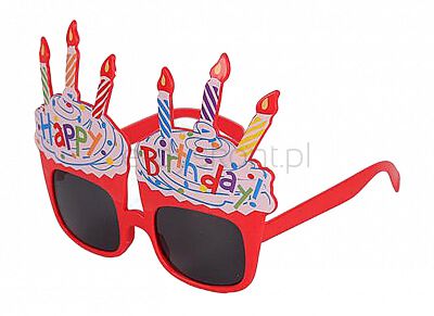 Okulary Part Go Happy Birthday, 15cm, mix kolorów