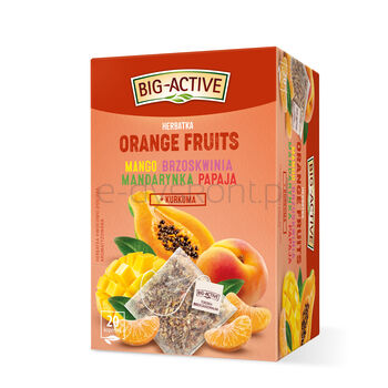 Big-Active Herbatka Owocowa Orange Fruits Mango, Brzoskwinia, Mandarynka, Papaja + Kurkuma 20Torebek X 2G