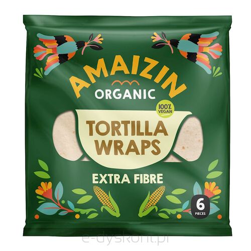 Tortilla Wraps Z Otrębami (Źródło Błonnika Pokarmowego) Bio (6 Szt.) 240 G - Amaizin [BIO]