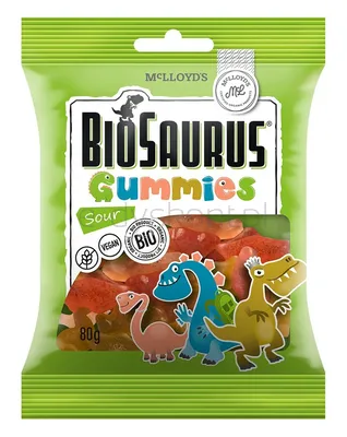 Żelki Kwaśne Bezgl. Bio 80 G Biosaurus