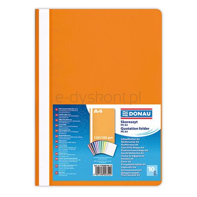 Donau Skoroszyt PP, A4, standard, 120/180mikr., pomarańczowy