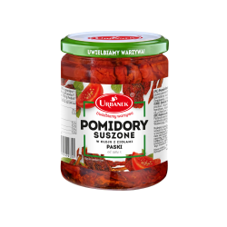 Urbanek Pomidory Suszone w oleju z ziołami paski 480g/320g 
