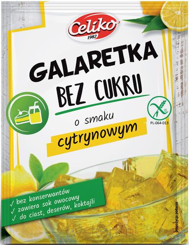 Galaretka Bez Cukru O Smaku Cytrynowym Bezglutenowa 14 G - Celiko [BIO]