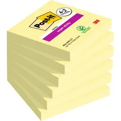 Post-It Karteczki samoprzylepne Super Sticky (654-P6SSCY-EU), 76x76mm, 4+2x90 kart., żółte, 2 bloczki GRATIS