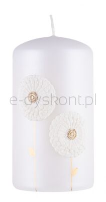 Donau HOME Świeca słupek Dmuchawce, 70x130mm, biały