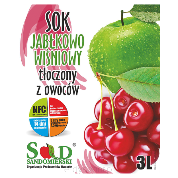 Sad Sandomierski Sok Jabłkowo Wiśniowy Tłoczony Z Owoców 3 L 