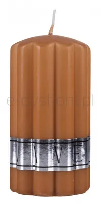 Świeca słupek ryflowana DONAU HOME Wave, 70x130mm, karmelowy