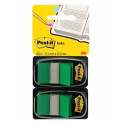 Post-It Zakładki indeksujące (680-G2EU), PP, 25,4x43,2mm, 2x50 kart., zielone 