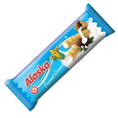 Alaska Rurki Kukurydziane Nadziewane Kremem - Kokosowe Bezgl. 18 G (Opak. Zbiorcze)