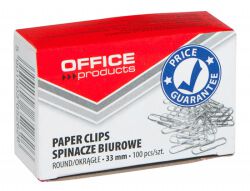 Office Products Spinacze Okrągłe 33Mm, 100Szt., Srebrne