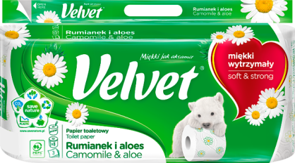Velvet Naturalnie Pielęgnujący Papier Toaletowy 8 Rolek