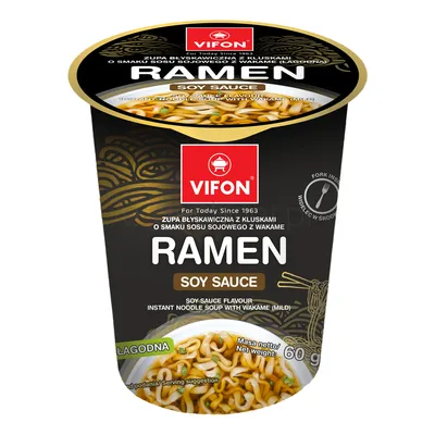 Vifon Zupa Błyskawiczna Z Kluskami O Smaku Sosu Sojowego Z Wakame 60 G Kubek
