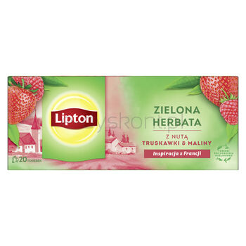 Lipton Herbata zielona o smaku maliny i truskawki 20Torebek