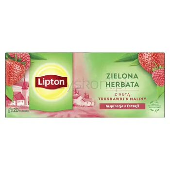 Lipton Herbata zielona o smaku maliny i truskawki 20Torebek