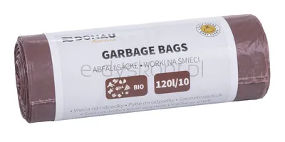 Worki na śmieci DONAU HOME, do segregacji, odpady BIO (LDPE), 120l, 10 szt., brązowe