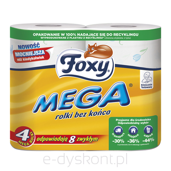 *Papier Toaletowy Foxy Mega 4 Rolki, 3 Warstwy(Najniższa Cena W Kraju)