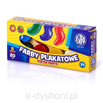 Farby plakatowe Astra 8 kolorów 20 ml.