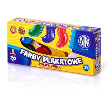 Farby plakatowe Astra 8 kolorów 20 ml.