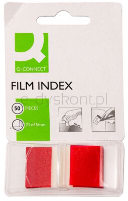 Q-Connect Zakładki Indeksujące Pp, 25,4X43,7Mm, 50 Kart., Czerwone 