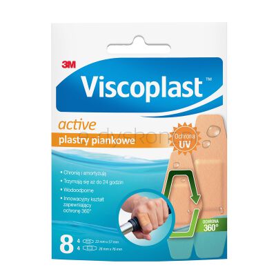 Viscoplast Plastry Active, Piankowe, 2 Rozmiary, 8 Szt., Kopertka