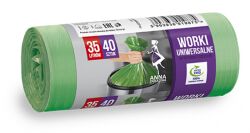 Anna Zaradna Worki na śmieci uniwersalne 35l, 40szt., zielone