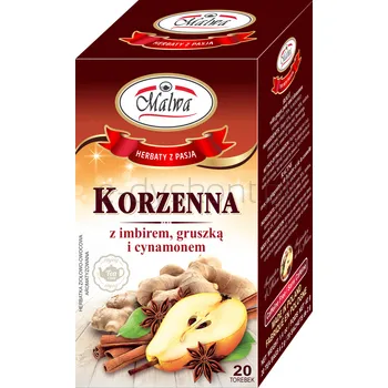 Malwa Herbatka owocowo-ziołowa korzenna z imbirem gruszką i cynamonem 20 x 2g