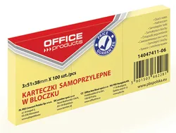 Office Products Bloczek Samoprzylepny38X51Mm, 1X100 Kart., Pastel, Jasnożółty 