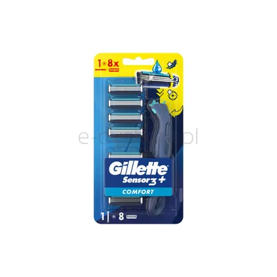 Gillette Sensor 3+ Comfort Maszynka Do Golenia Dla Mężczyzn Ergonomiczna Rączka, 8 Ostrzy Wymiennych