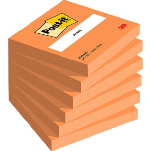 Karteczki samoprzylepne POST-IT (654N), 76x76mm, 1x100 kart., jaskrawy pomarańczowy