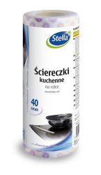 Stella Ściereczki kuchenne na rolce, 40 szt., biała w fioletowe kwiatki