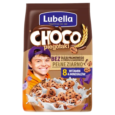 Lubella Mlekołaki Choco Piegołaki Zbożowe Chrupki W Kształcie Ciasteczek O Smaku Czekoladowym 500 G