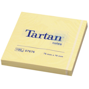TARTAN™ Karteczki samoprzylepne, żółte, 76x76 mm, 100 kartek, opakowanie zawiera 12 bloczków