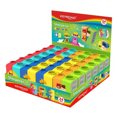 Keyroad Temperówka Colour Mate, Cartoon, plastikowa, podwójna, display, mix kolorów