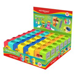 Keyroad Temperówka Colour Mate, Cartoon, plastikowa, podwójna, display, mix kolorów