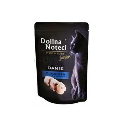 Dolina Noteci Premium Mokra karma Junior dla kociąt danie z dorsza z sardynką 85g