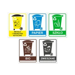 Korfed Naklejki na kosze do segregacji odpadów 11x8cm 5szt.