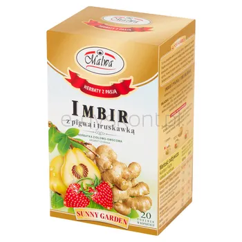 Malwa Sunny Garden Herbatka Ziołowo-Owocowa Imbir Z Pigwą I Truskawką 20 Torebek 40 G (20X2 G)