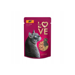 My Love Pełnowartościowa karma w saszetkach dla dorosłych kotów z wątróbką w sosie 85 g