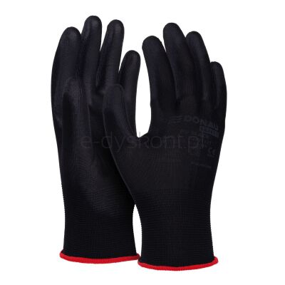 Donau Rękawice Safety Pu Black, Kat. Ii, Rozm. 6, Czarne