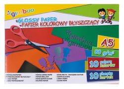 Zeszyt papierów kolorowych błyszczących Gimboo, A5, 10 kartek, 80gsm, mix kolorów