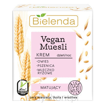 Bielenda Vegan Muesli Krem Matujący Pszenica + Owies + Mleczko Ryżowe 50 Ml