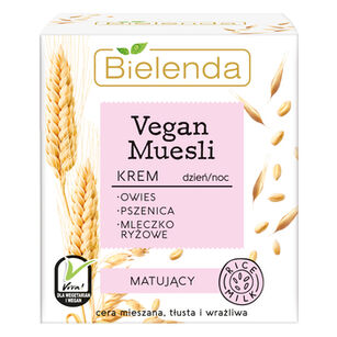 Bielenda Vegan Muesli Krem Matujący Pszenica + Owies + Mleczko Ryżowe 50 Ml