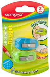 Keyroad Temperówka Nugget, plastikowa, pojedyncza, 2szt., blister, mix kolorów